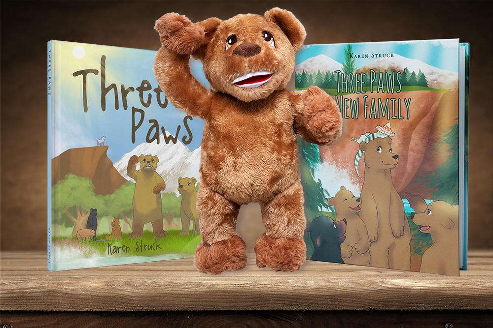 Karen Struck's Three Paws and Three Paws' New Family book covers. Books for your family.