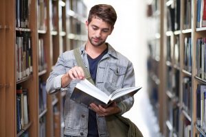 college student in the library
