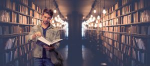 college student in the library