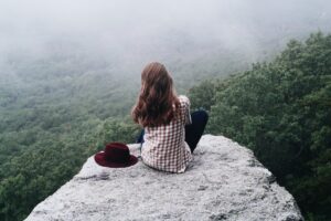 Woman managing stress